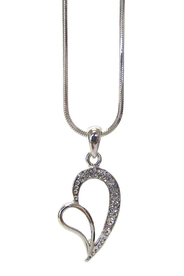 WHITEGOLD PLATING CRYSTAL HEART PENDANT NECKLACE -valentine