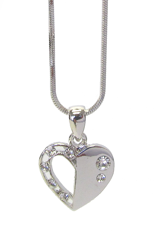 WHITEGOLD PLATING CRYSTAL HEART PENDANT NECKLACE -valentine