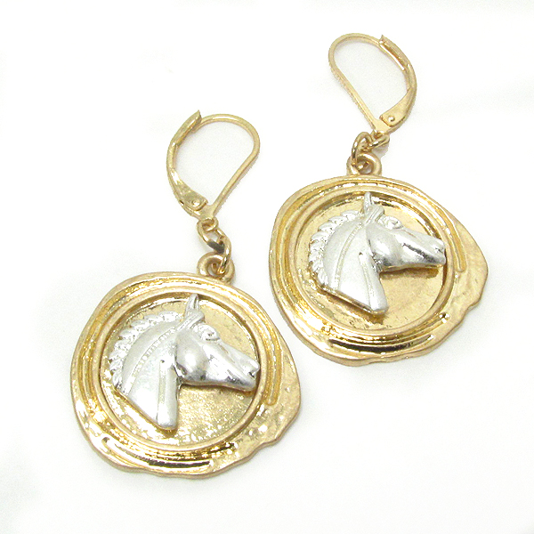 Horse theme disk drop earring
