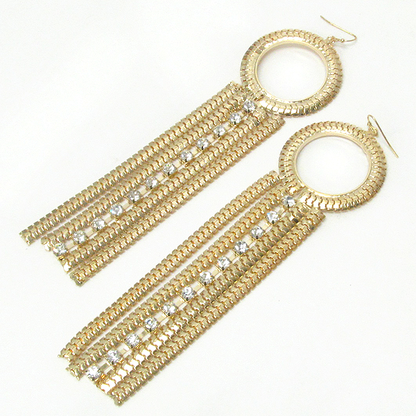 Crystal and multi snake chain hoop and long drop earring