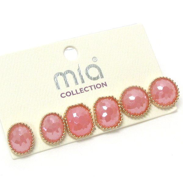 Facet acrylic stud earring set of 3