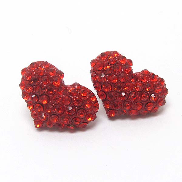 Premier electro plating crystal heart stud earring -valentine