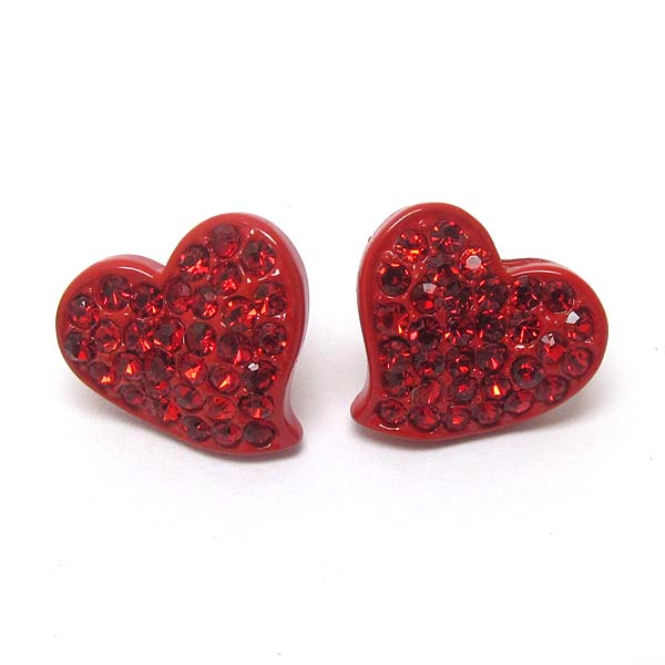Premier electro plating crystal heart stud earring -valentine