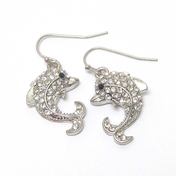 Premier electro plaitng crystal dolphine earring