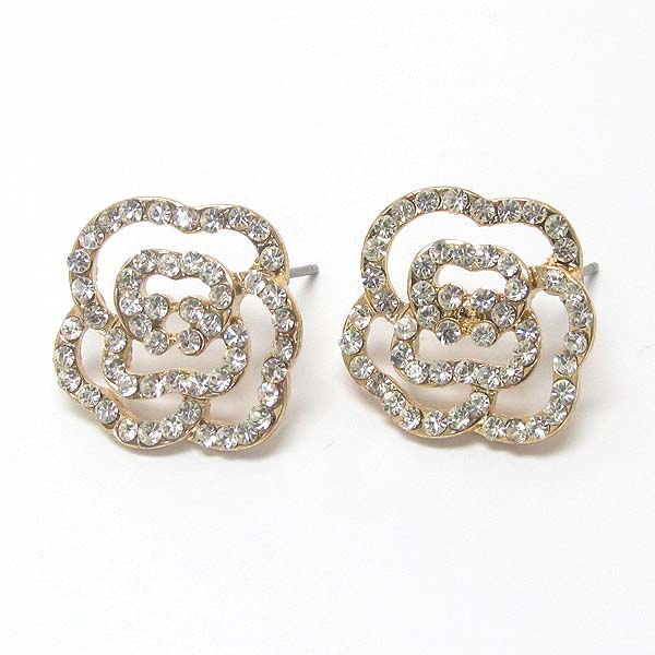 Premier electro plating crystal rose stud earring