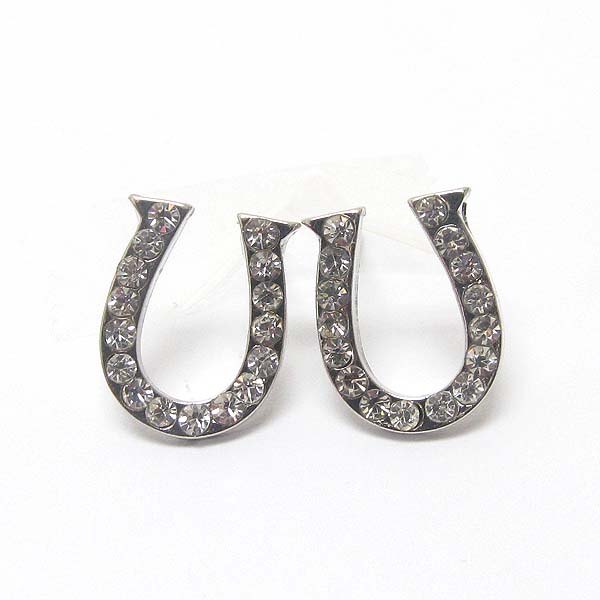 Premier electro plating crystal horseshoe stud earring