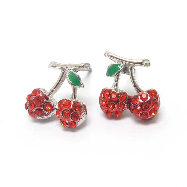 Premier electro plating crystal cherry earring