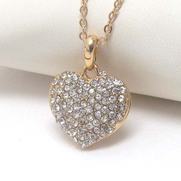 Premier electro plating crystal puffy valentine heart necklace -valentine