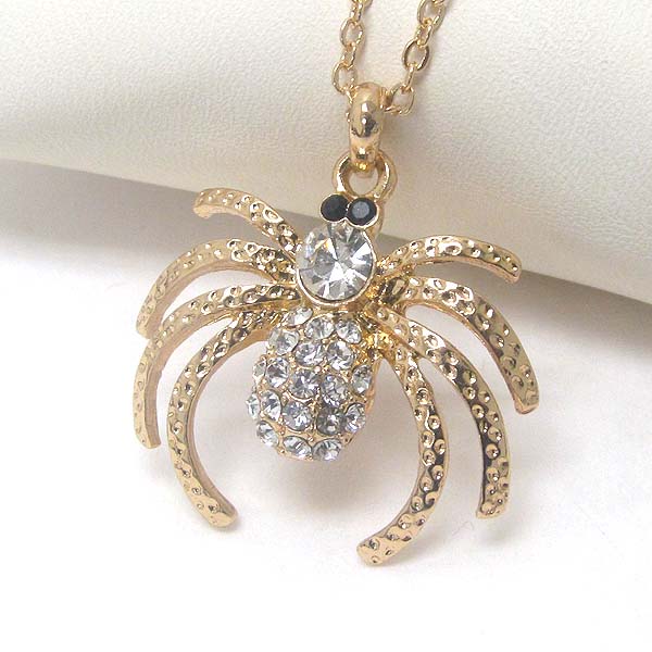 Premier electro plating crystal stud spider necklace