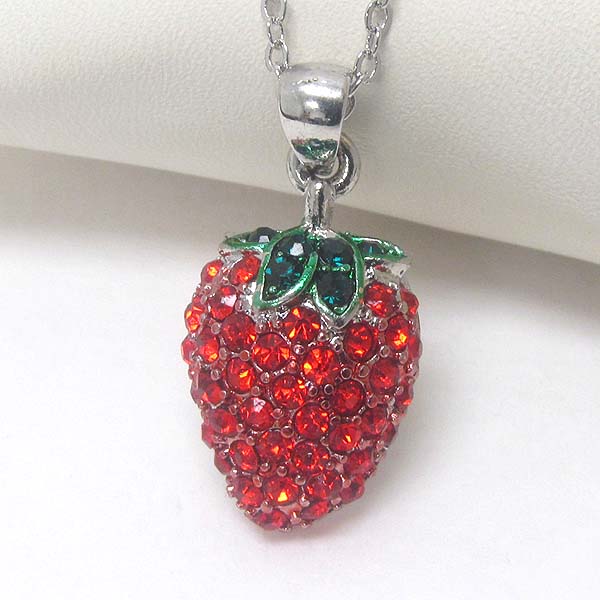Premier electro plating crystal strawberry pendant necklace