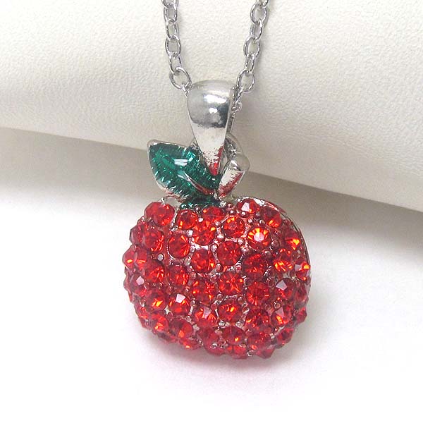 Premier electro plating crystal apple pendant necklace