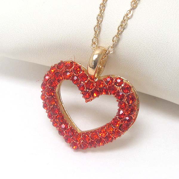 Premier electro plating crystal heart pendant necklace -valentine