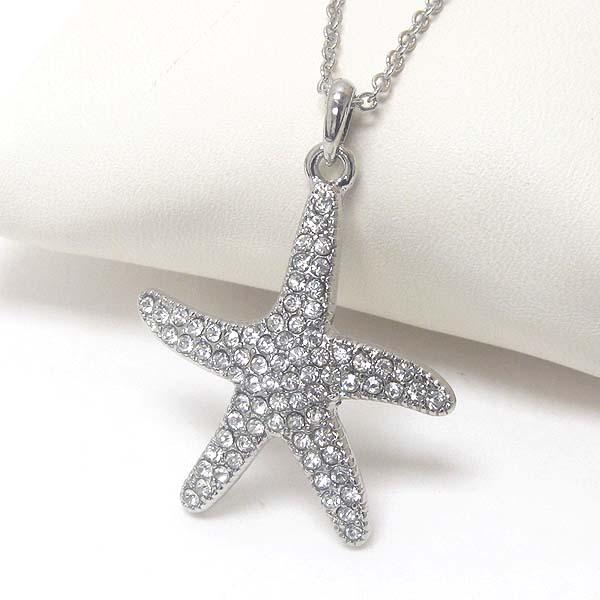 Premier electro plating crystal starfish pendant necklace