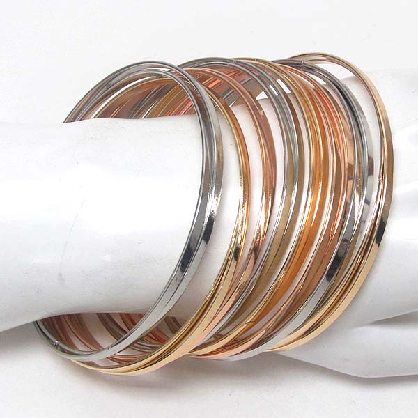 Double metal bangle bracelet set of 8