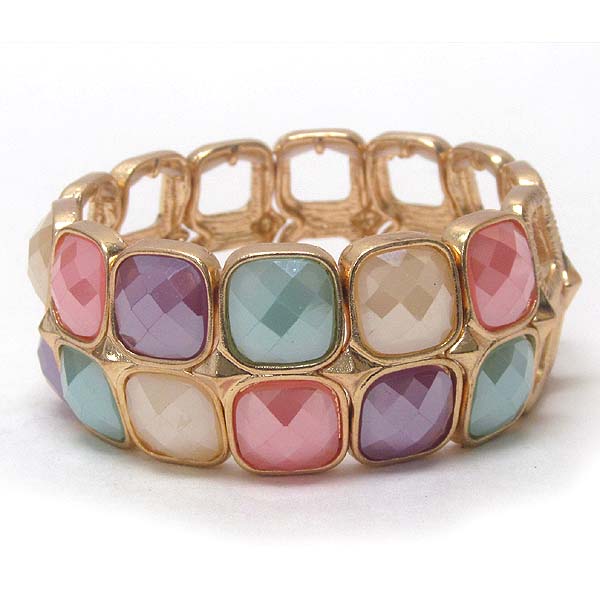 Multi faux stone top stretch bracelet