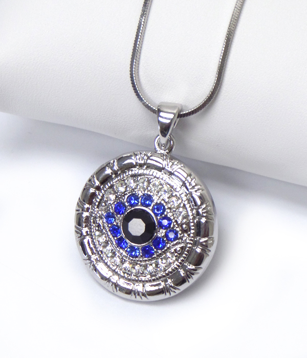 Made in korea whitegold plating crystal evil eye necklace