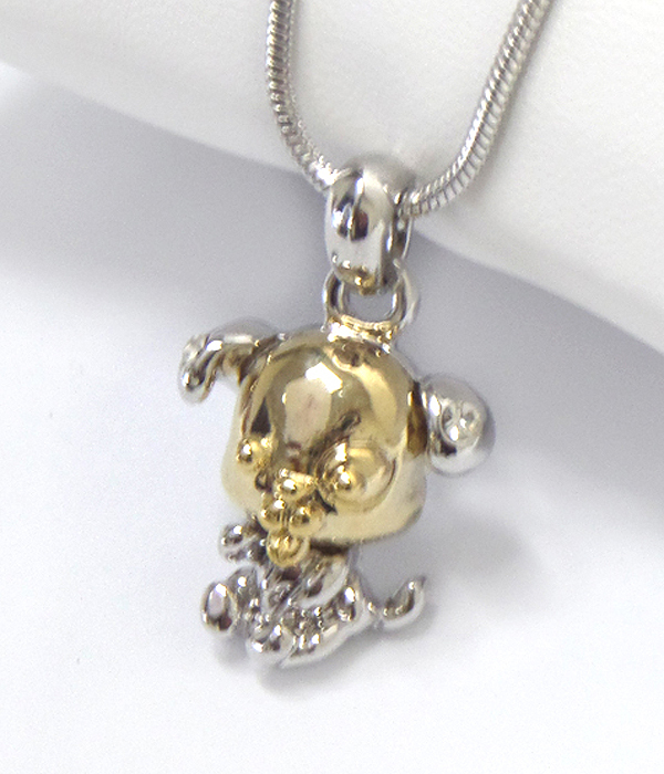Made in korea whitegold plating two tone dog pendant necklace