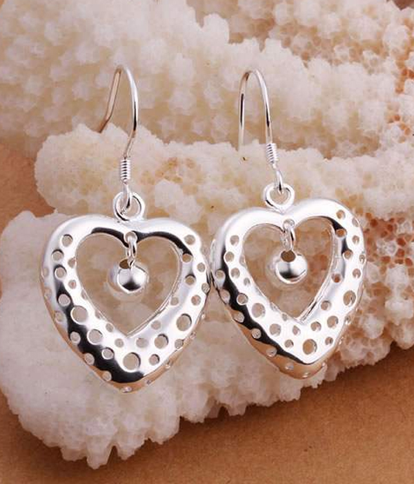 925 sterling silver plating heart earring