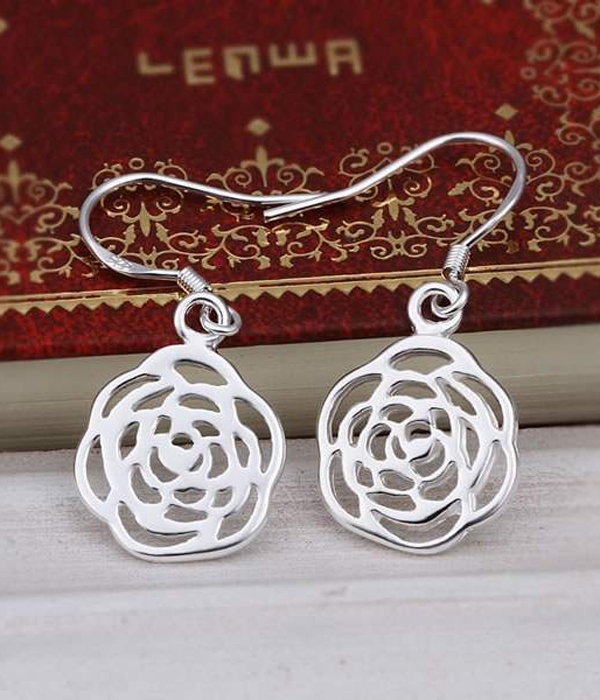 925 sterling silver plating rose earring