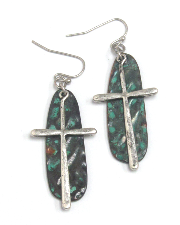 Handmade cross earring