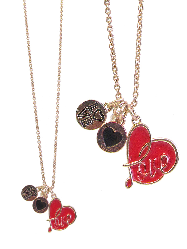 VALENTINE THEME MULTI HEART PENDANT NECKLACE -valentine