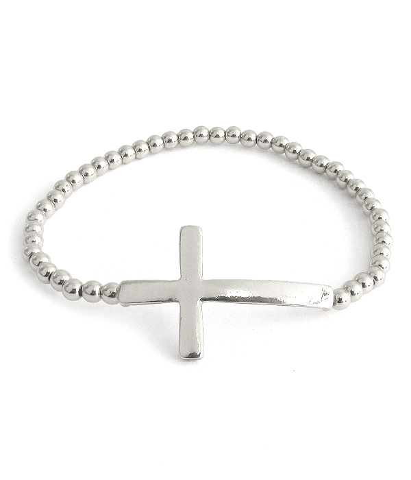 Metal cross stretch bracelet