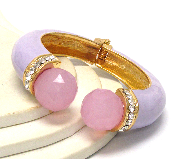 Crystal and acryl edge epoxy metal hinge bangle