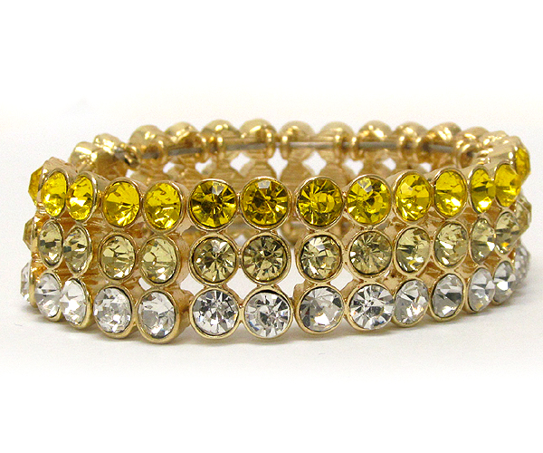 MULTI CRYSTAL THREE LINE PATTERN CLIP BRACELET