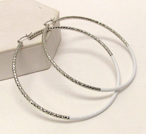 Tri metal large hoop earring - hoops