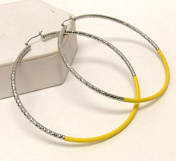 Tri metal large hoop earring - hoops