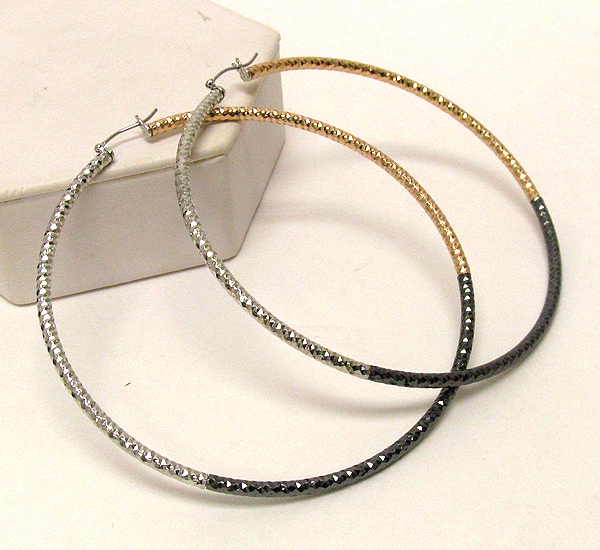Tri metal large hoop earring - hoops