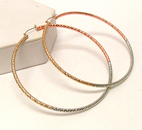 Tri metal large hoop earring - hoops