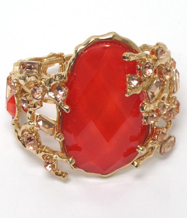 Luxury large stone with crystal hinge bangle bracelet