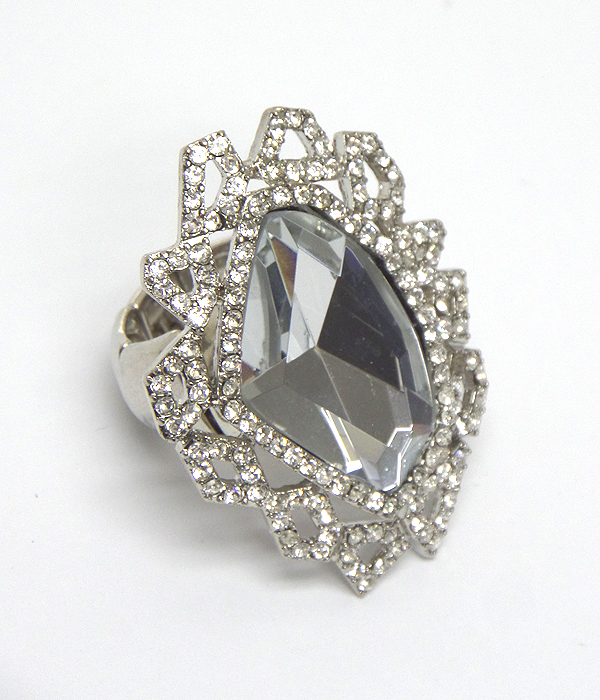 Luxury facet glass and crystal stretch ring