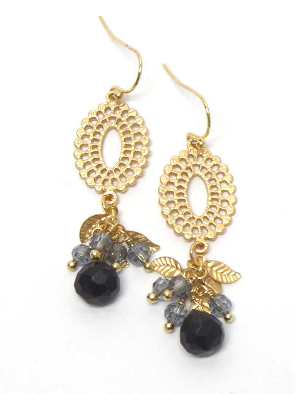 Semi precious stone and crystal beads dangle earring