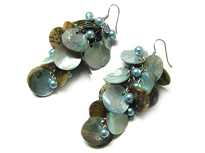Shell disk cluster drop earring