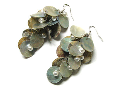 Shell disk cluster drop earring