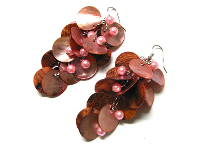 Shell disk cluster drop earring