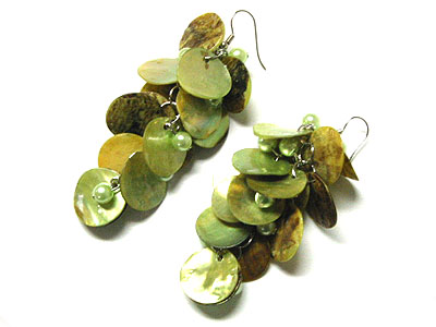 Shell disk cluster drop earring