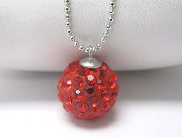 Valentine theme crystal round ball necklace - small