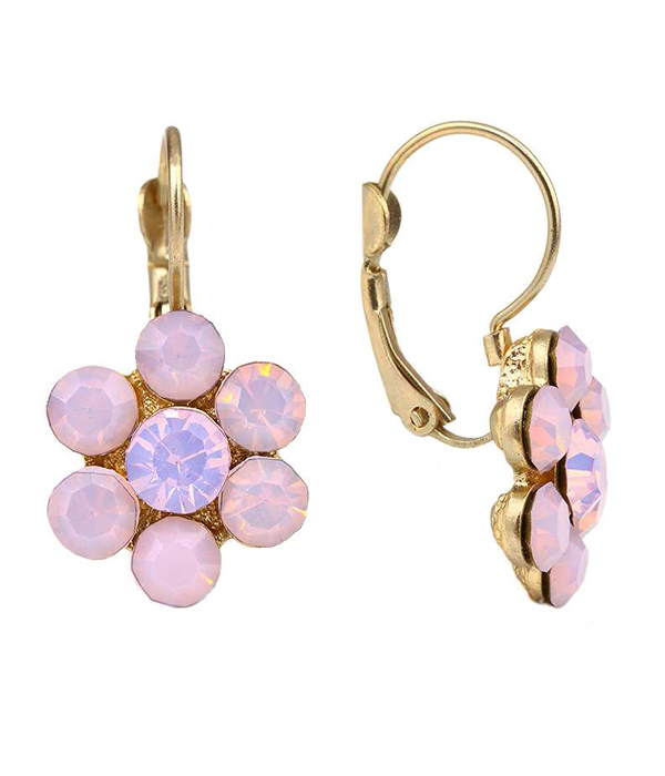 Crystal flower french clip earring