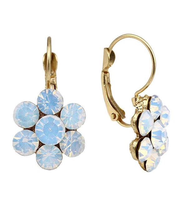 CRYSTAL FLOWER FRENCH CLIP EARRING