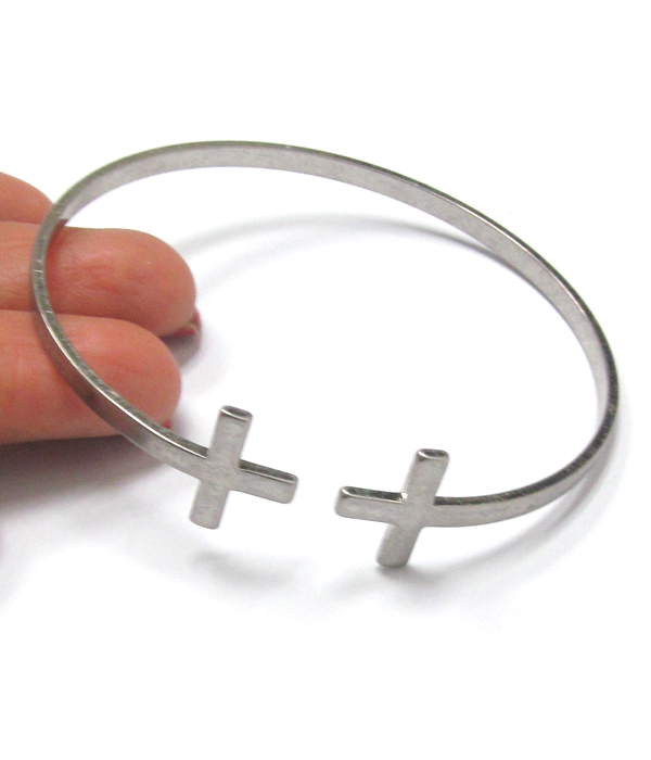 Double cross bangle bracelet