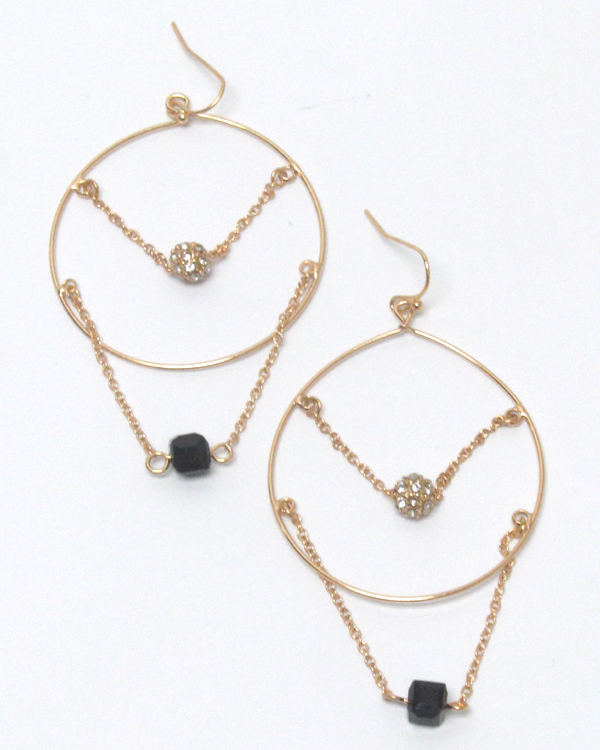 2 LAYER METAL CHAIN DROP HOOP EARRINGS 