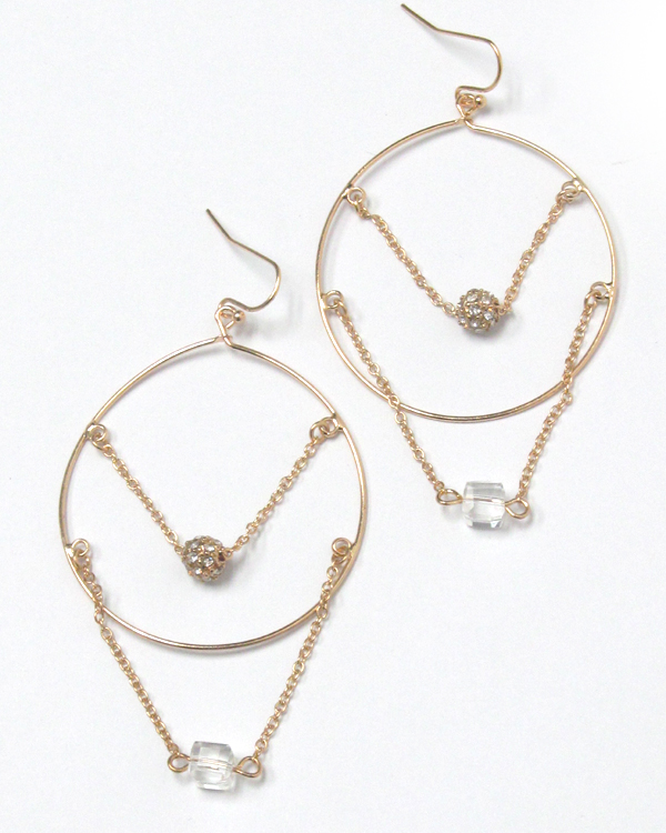 2 LAYER METAL CHAIN DROP HOOP EARRINGS 