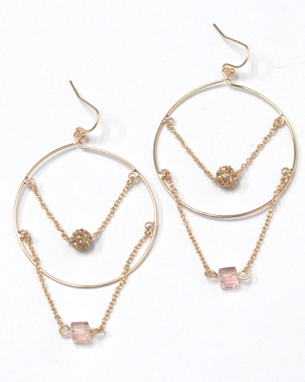 2 LAYER METAL CHAIN DROP HOOP EARRINGS 