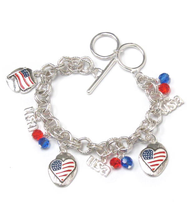 American flag charm toggle bracelet