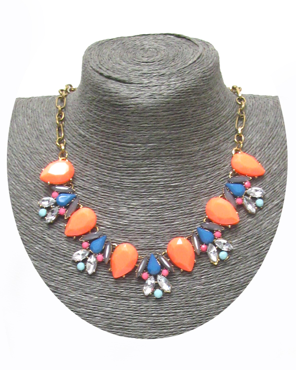 Mixed crystal and stone mishmash necklace