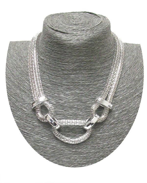Metal mesh tube chain link necklace