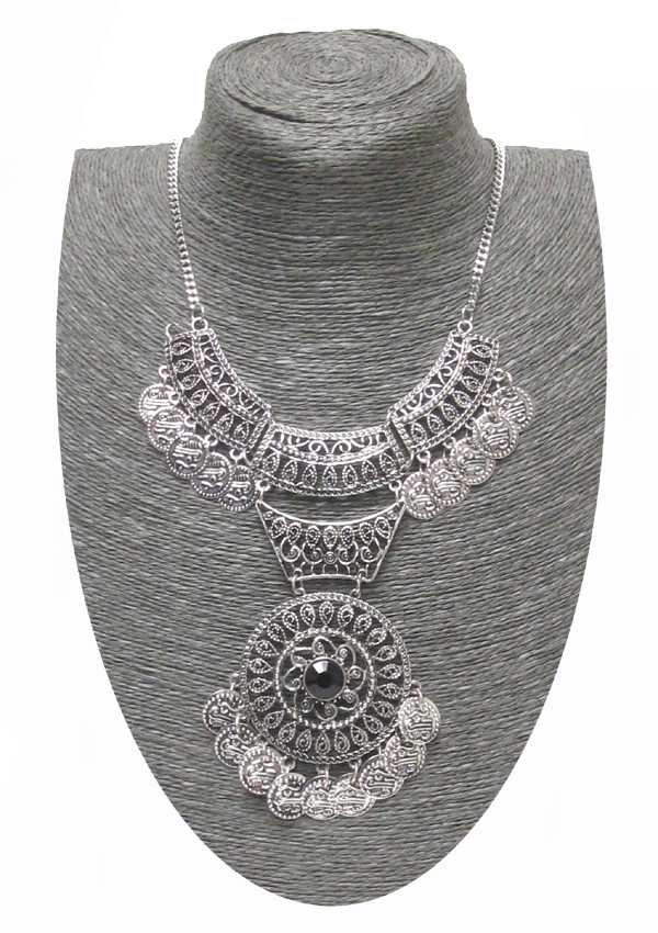 Bohemian village coin drop necklace